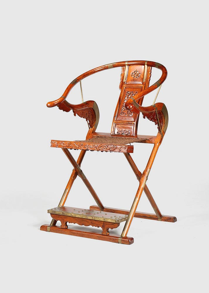 越南黄花梨透雕麒麟纹交椅