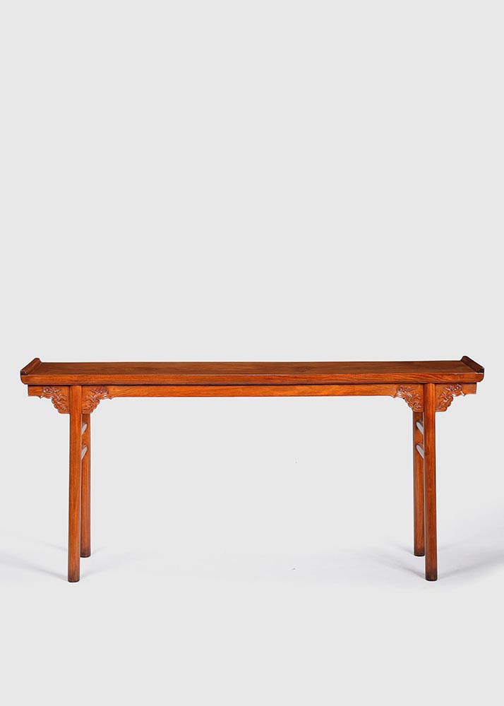 越南黄花梨一块玉翘头案