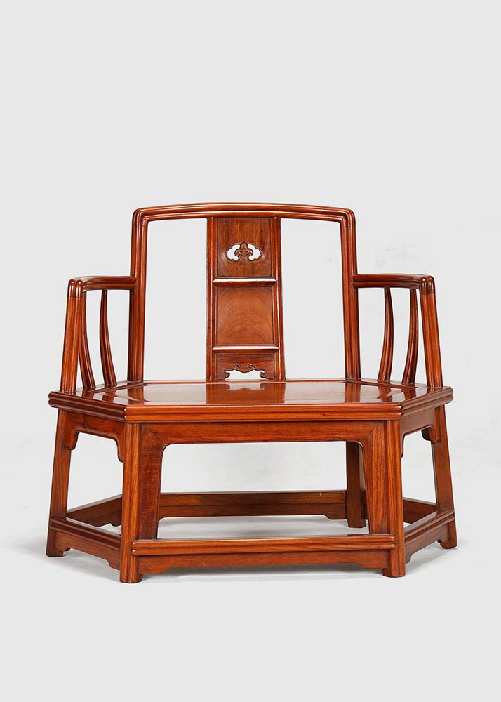 越南黄花梨独板六角南官帽椅