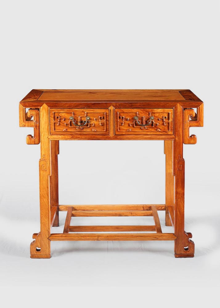 越南黄花梨双抽书桌