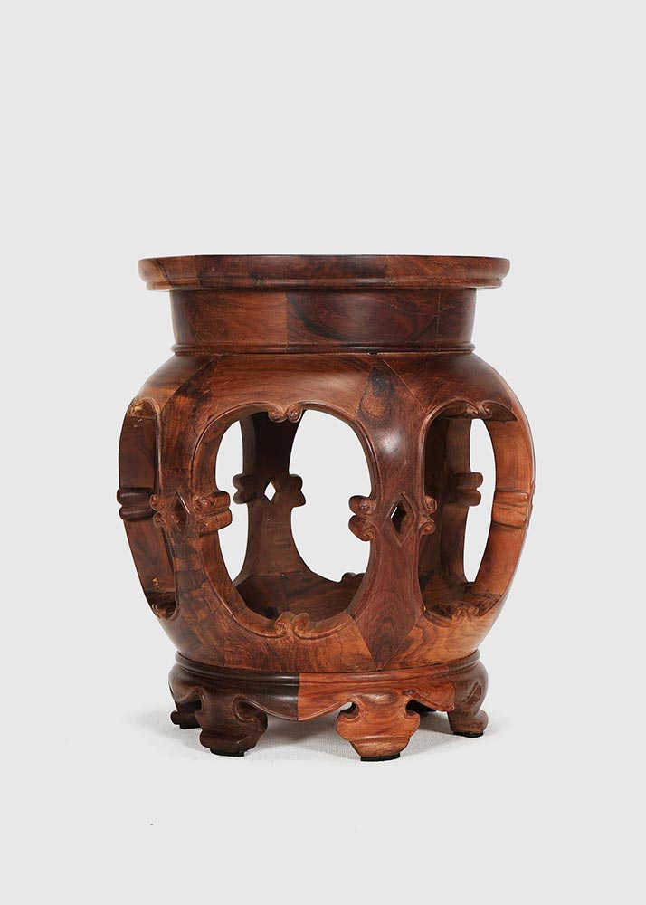 海南黄花梨高束腰圆花几