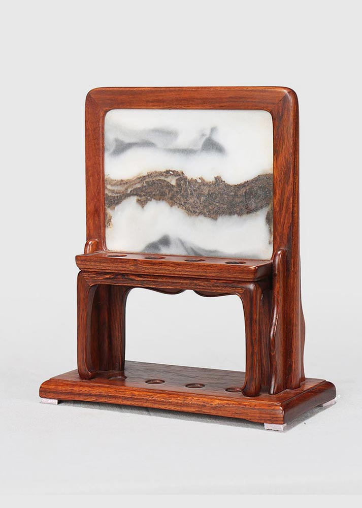 越南黄花梨镶理石砚屏