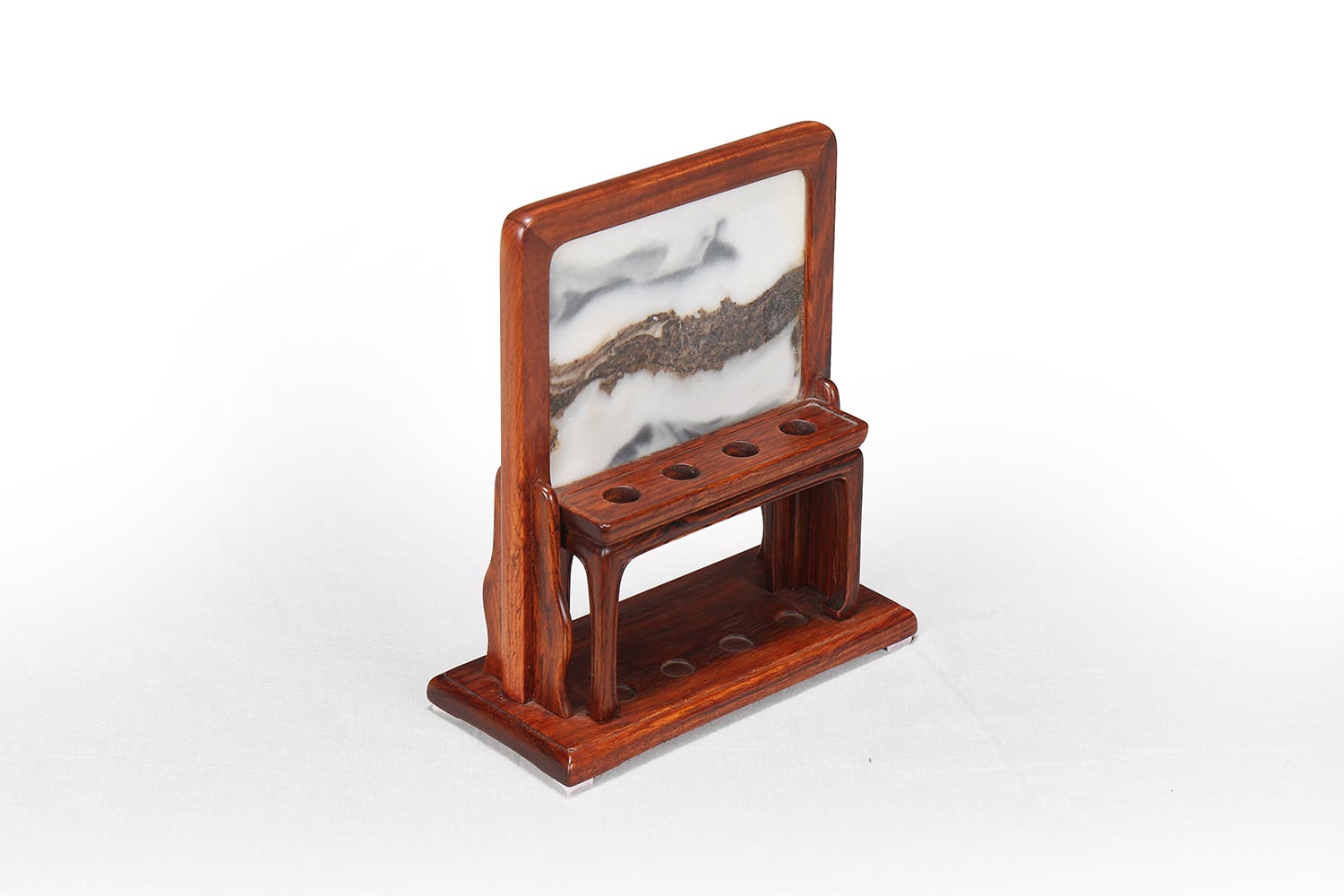 越南黄花梨镶理石砚屏