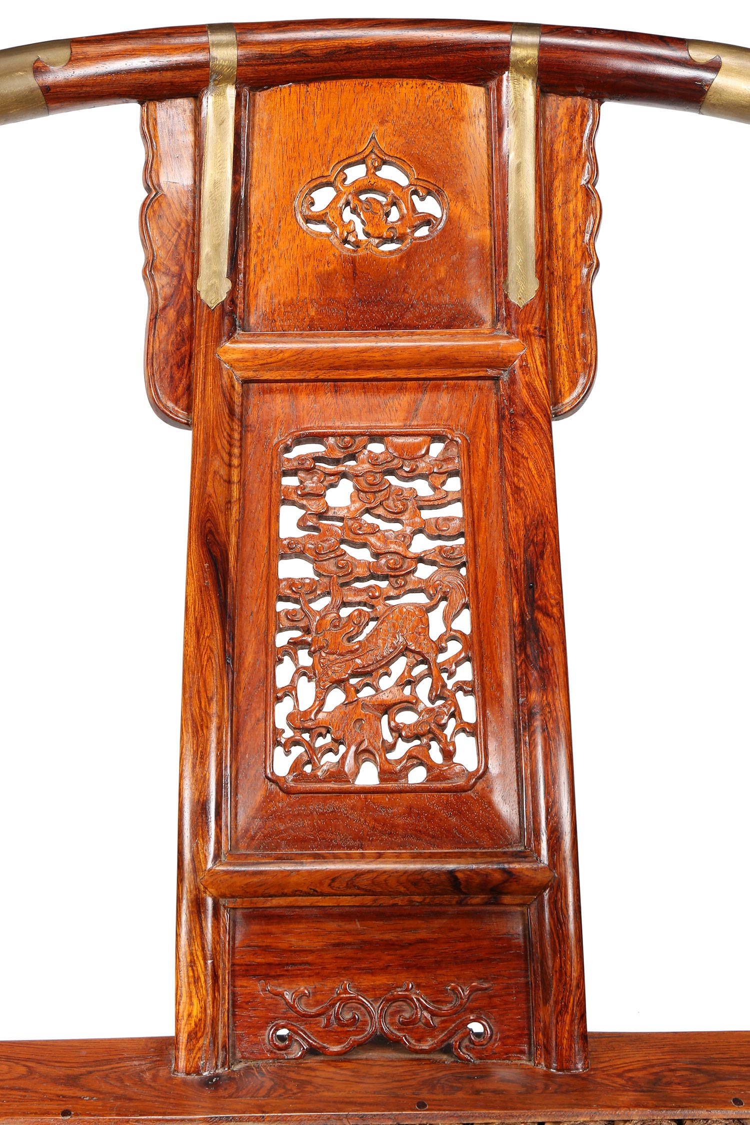 越南黄花梨透雕麒麟纹交椅