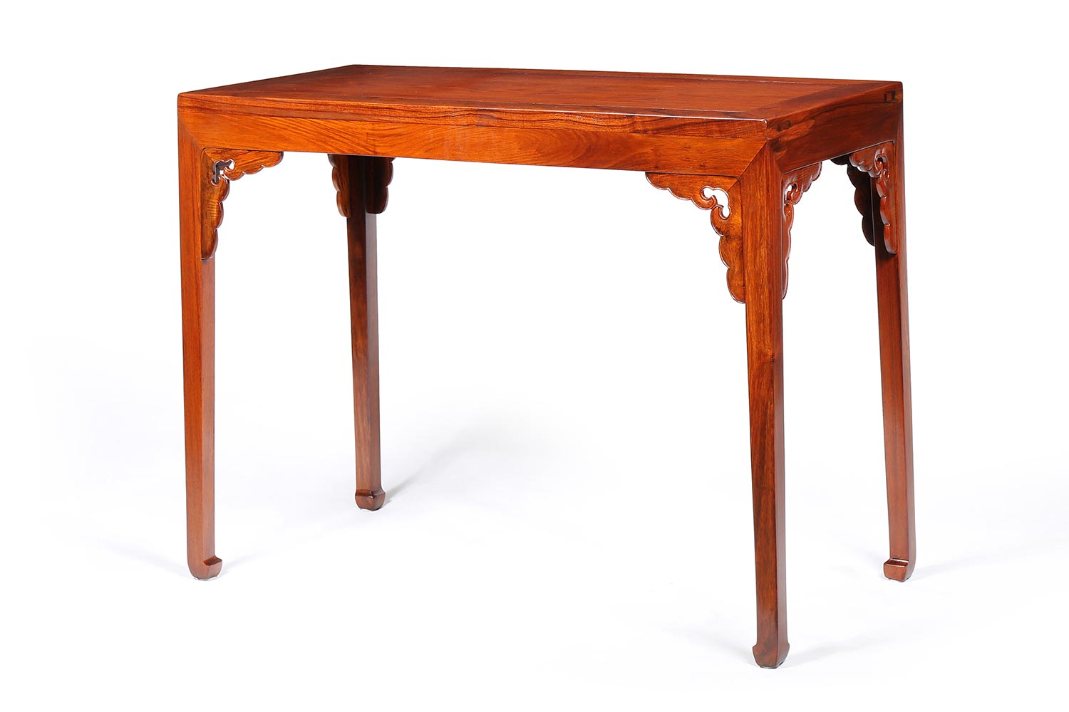 越南黄花梨云纹角花独板四平案