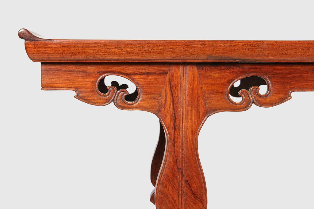 越南黄花梨一块玉翘头案