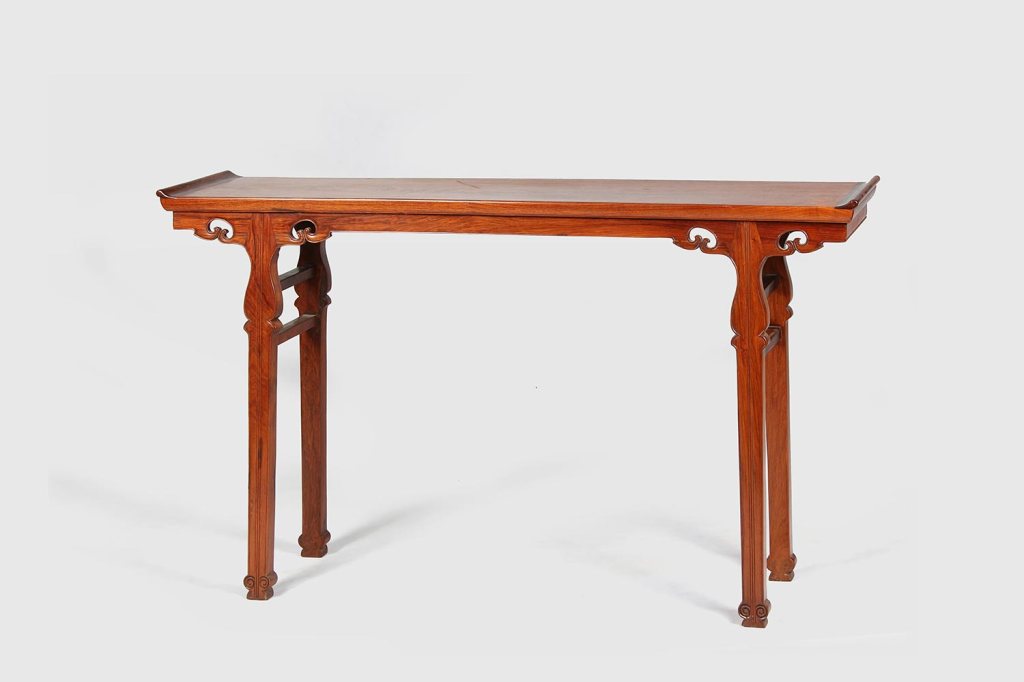 越南黄花梨一块玉翘头案